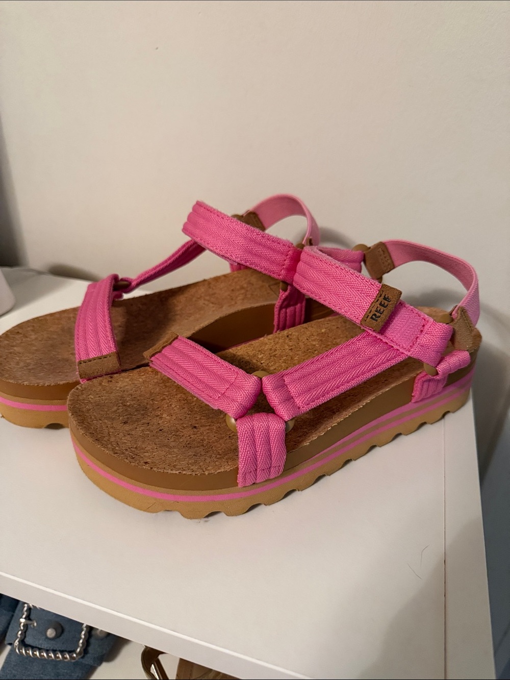 Reef platform sandals hot pink